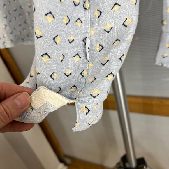 Ted Baker 100% Linen Arnel Geometric Print Button Down Summer Shirt Sz 4 (Large) - Picture 6 of 15